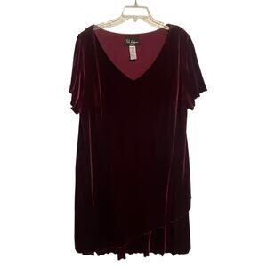 S.L. Fashions Velvet Maxi Dress Womens Size 22W Burgundy V-Neck Formal Luxury
